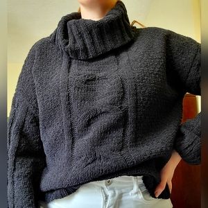 NWT Seven7 Black Chenille Sweater